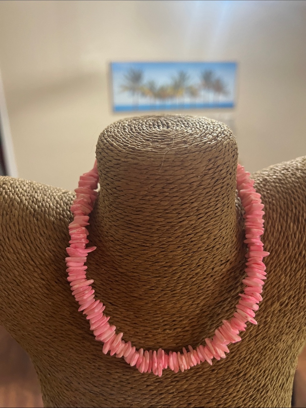 Pink Shell Chip Necklace -  Puka Pooka Shell Necklace Retro Beach Barbie Pink